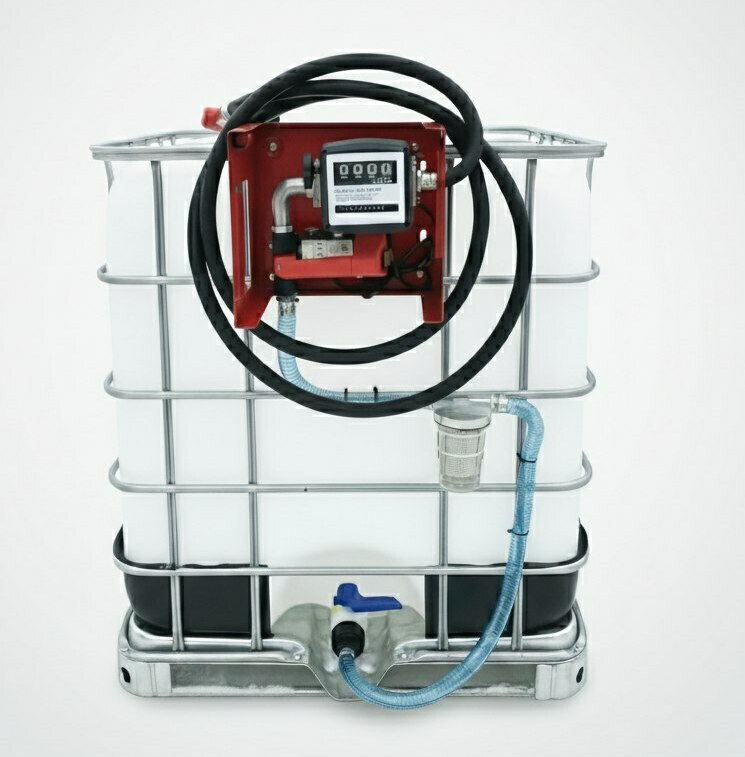 Мини АЗС на базе Еврокуба 1000л для ДТ 220В ( Китай)